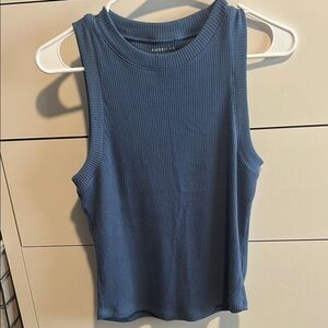 American Eagle Outfitters Blue Ribbed Fitted Tank Top
